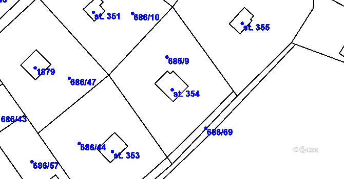 Parcela st. 354 v KÚ Svinaře, Katastrální mapa