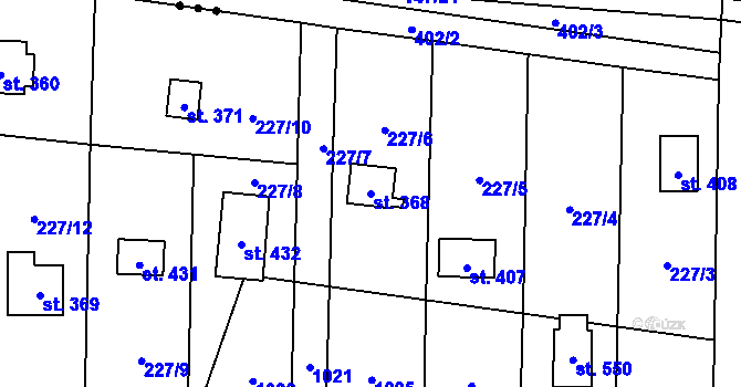 Parcela st. 368 v KÚ Svinaře, Katastrální mapa