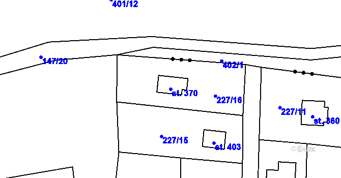 Parcela st. 370 v KÚ Svinaře, Katastrální mapa