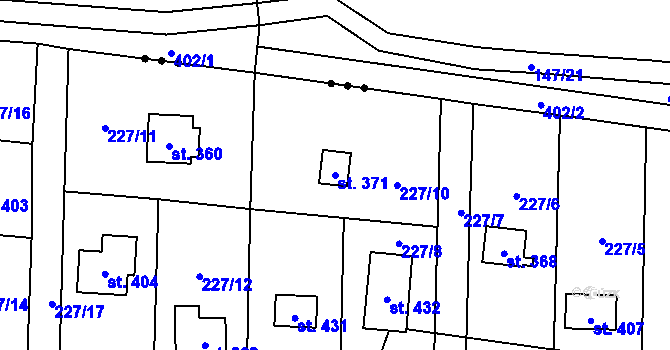 Parcela st. 371 v KÚ Svinaře, Katastrální mapa