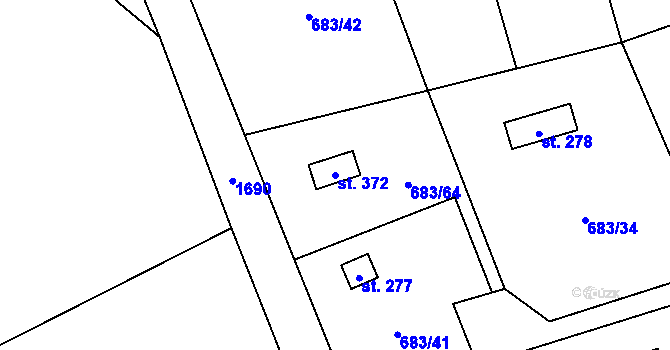 Parcela st. 372 v KÚ Svinaře, Katastrální mapa