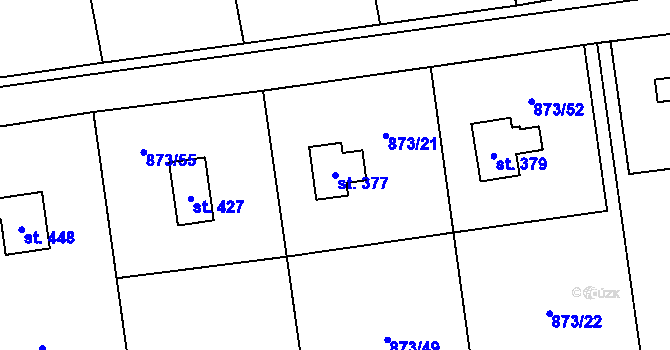 Parcela st. 377 v KÚ Svinaře, Katastrální mapa