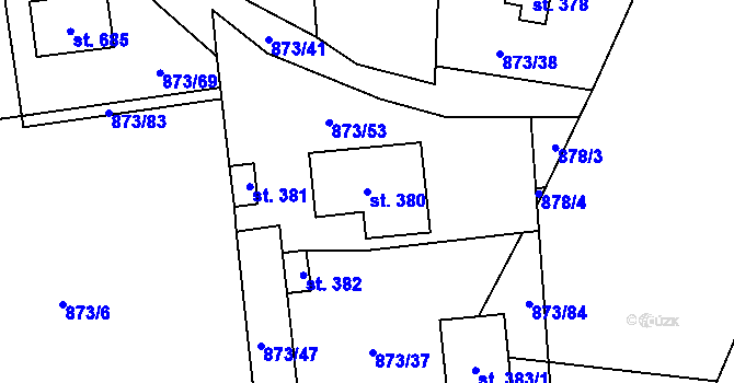 Parcela st. 380 v KÚ Svinaře, Katastrální mapa