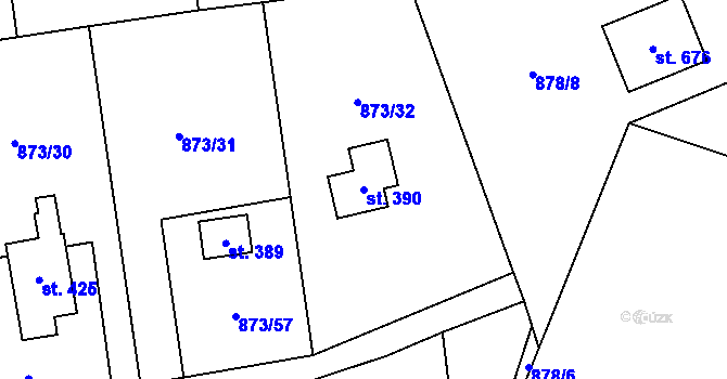 Parcela st. 390 v KÚ Svinaře, Katastrální mapa