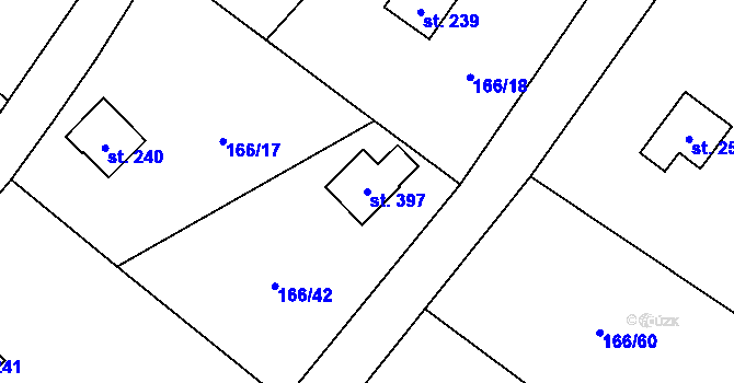 Parcela st. 397 v KÚ Svinaře, Katastrální mapa