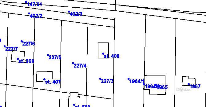 Parcela st. 408 v KÚ Svinaře, Katastrální mapa
