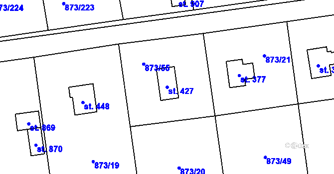 Parcela st. 427 v KÚ Svinaře, Katastrální mapa