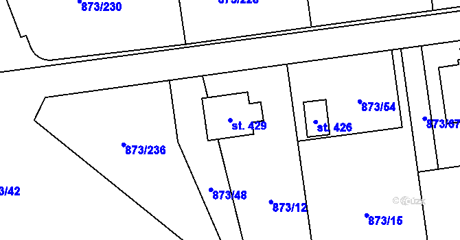 Parcela st. 429 v KÚ Svinaře, Katastrální mapa