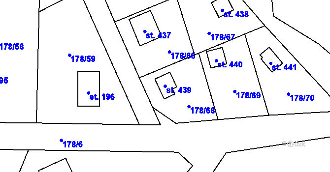Parcela st. 439 v KÚ Svinaře, Katastrální mapa