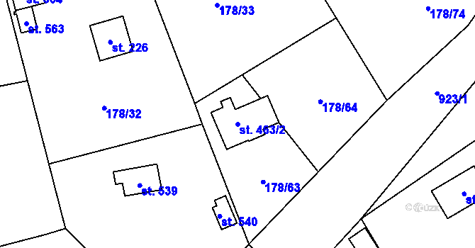 Parcela st. 463/2 v KÚ Svinaře, Katastrální mapa