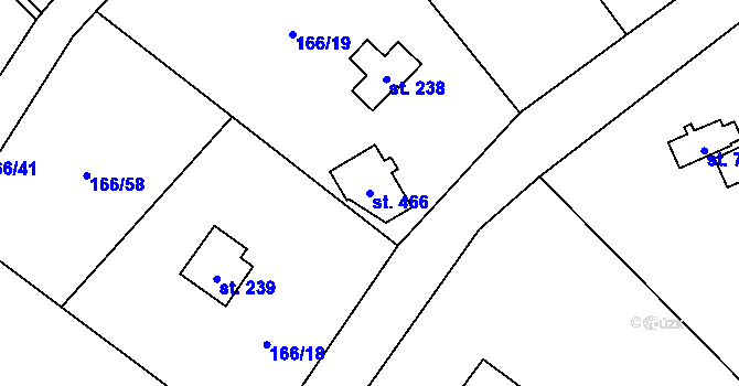 Parcela st. 466 v KÚ Svinaře, Katastrální mapa