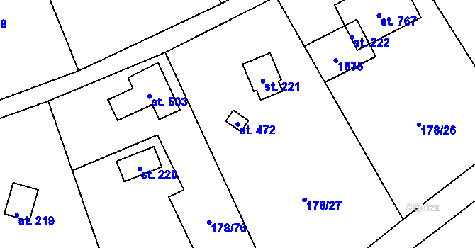 Parcela st. 472 v KÚ Svinaře, Katastrální mapa