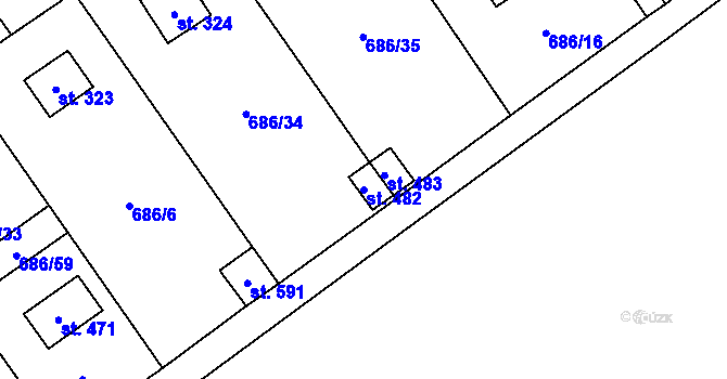 Parcela st. 482 v KÚ Svinaře, Katastrální mapa