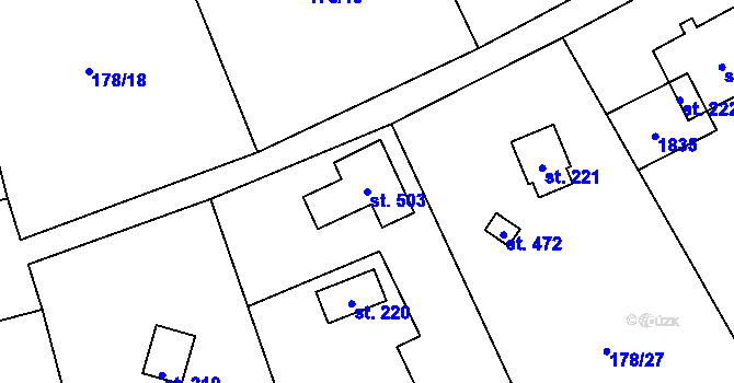 Parcela st. 503 v KÚ Svinaře, Katastrální mapa