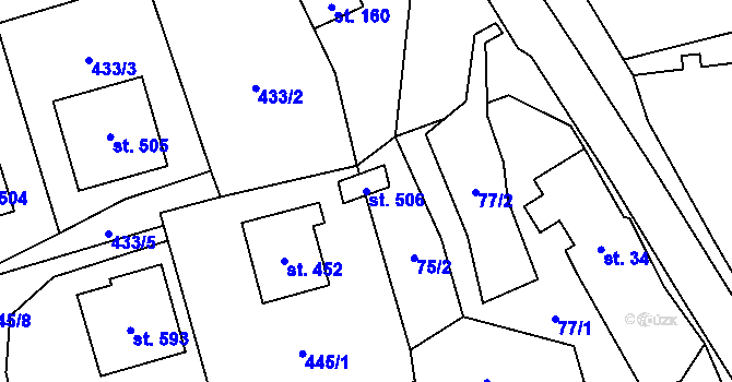 Parcela st. 506 v KÚ Svinaře, Katastrální mapa
