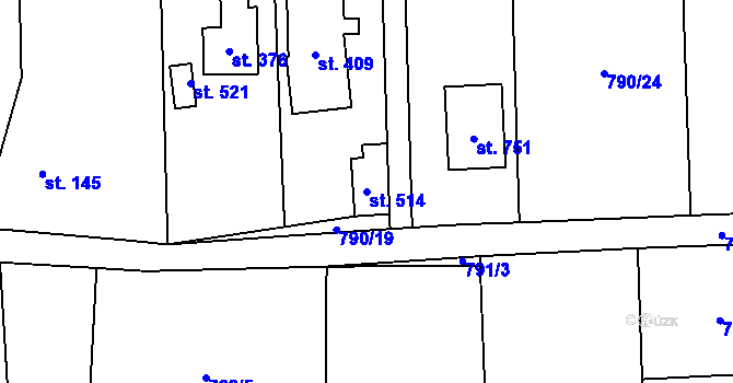Parcela st. 514 v KÚ Svinaře, Katastrální mapa