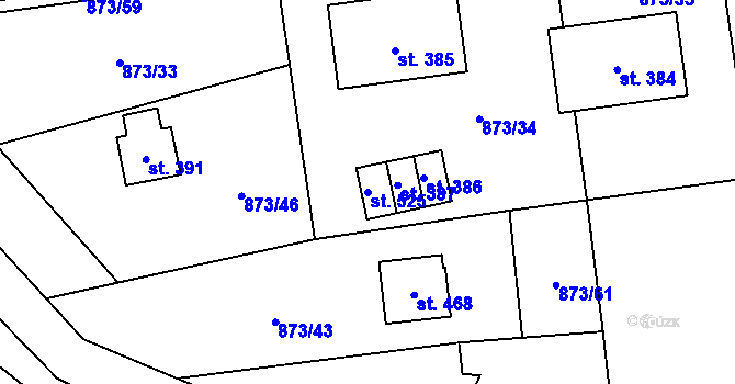 Parcela st. 525 v KÚ Svinaře, Katastrální mapa