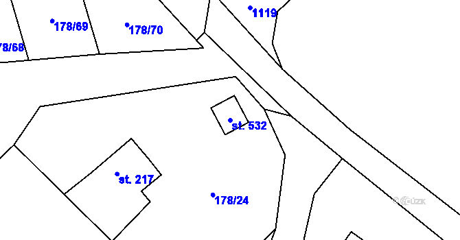 Parcela st. 532 v KÚ Svinaře, Katastrální mapa
