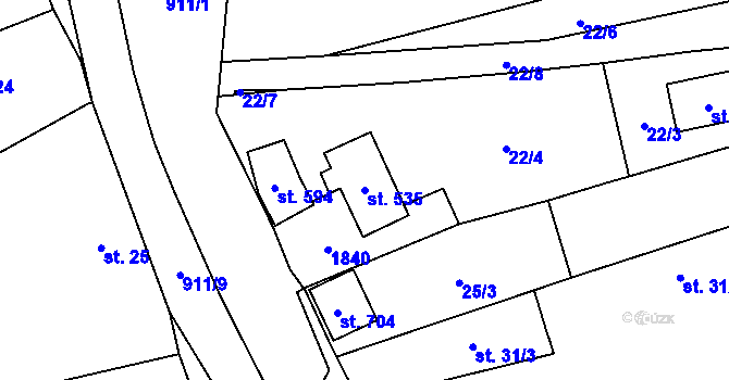 Parcela st. 535 v KÚ Svinaře, Katastrální mapa