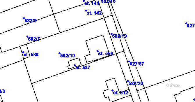 Parcela st. 559 v KÚ Svinaře, Katastrální mapa