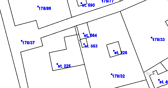 Parcela st. 563 v KÚ Svinaře, Katastrální mapa