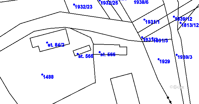 Parcela st. 566 v KÚ Svinaře, Katastrální mapa