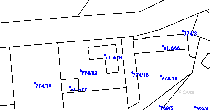Parcela st. 576 v KÚ Svinaře, Katastrální mapa