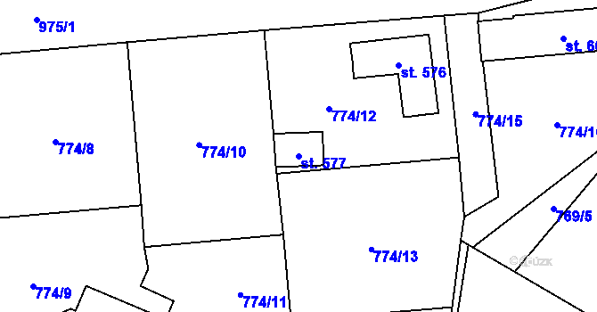 Parcela st. 577 v KÚ Svinaře, Katastrální mapa