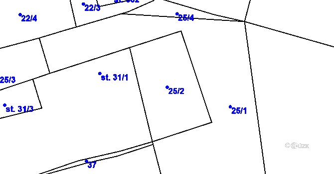 Parcela st. 25/2 v KÚ Svinaře, Katastrální mapa