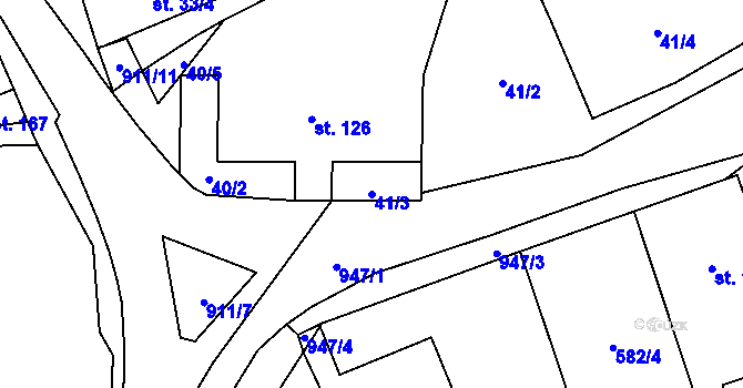 Parcela st. 41/3 v KÚ Svinaře, Katastrální mapa