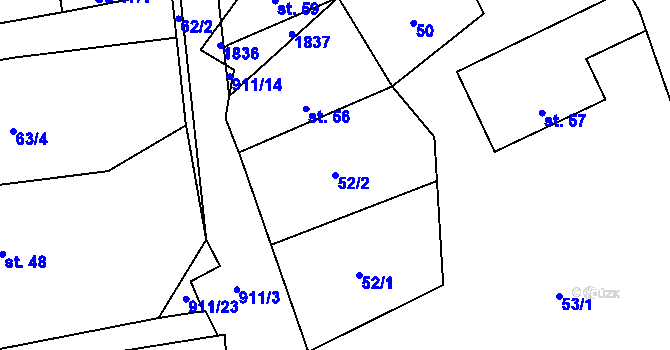 Parcela st. 52/2 v KÚ Svinaře, Katastrální mapa