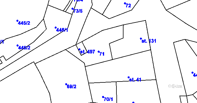 Parcela st. 71 v KÚ Svinaře, Katastrální mapa