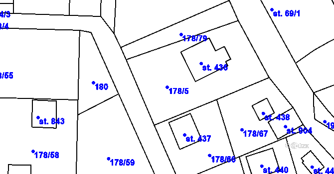 Parcela st. 178/5 v KÚ Svinaře, Katastrální mapa