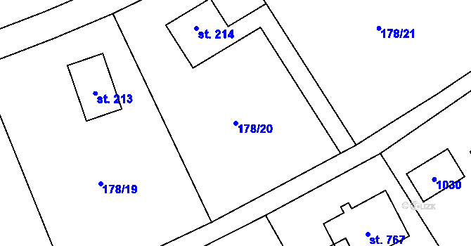 Parcela st. 178/20 v KÚ Svinaře, Katastrální mapa