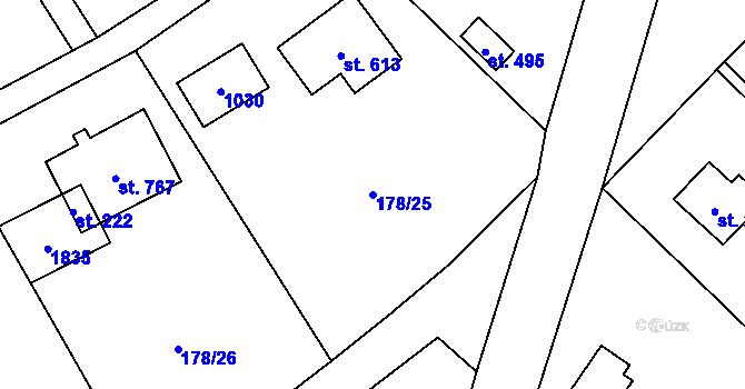 Parcela st. 178/25 v KÚ Svinaře, Katastrální mapa