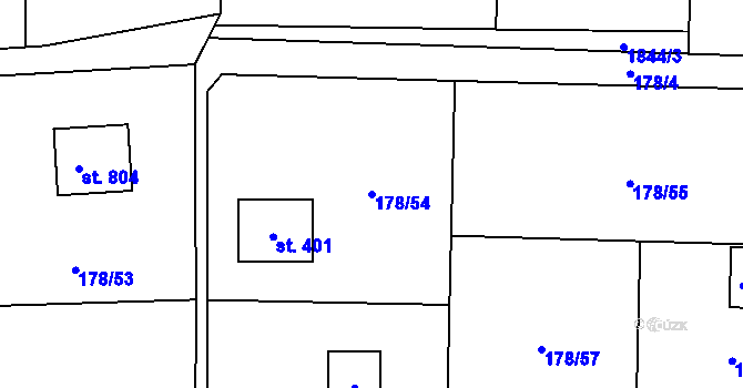 Parcela st. 178/54 v KÚ Svinaře, Katastrální mapa