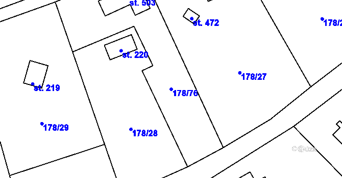 Parcela st. 178/76 v KÚ Svinaře, Katastrální mapa