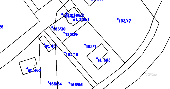 Parcela st. 183/1 v KÚ Svinaře, Katastrální mapa