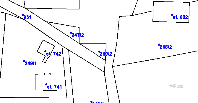Parcela st. 219/2 v KÚ Svinaře, Katastrální mapa