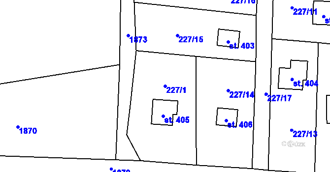 Parcela st. 227/1 v KÚ Svinaře, Katastrální mapa