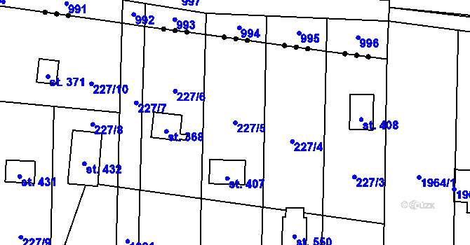 Parcela st. 227/5 v KÚ Svinaře, Katastrální mapa
