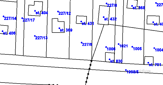 Parcela st. 227/9 v KÚ Svinaře, Katastrální mapa