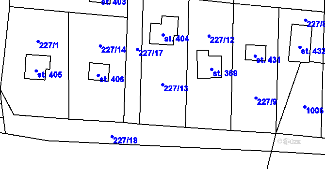 Parcela st. 227/13 v KÚ Svinaře, Katastrální mapa