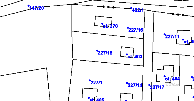 Parcela st. 227/15 v KÚ Svinaře, Katastrální mapa