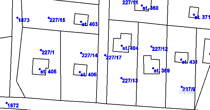 Parcela st. 227/17 v KÚ Svinaře, Katastrální mapa