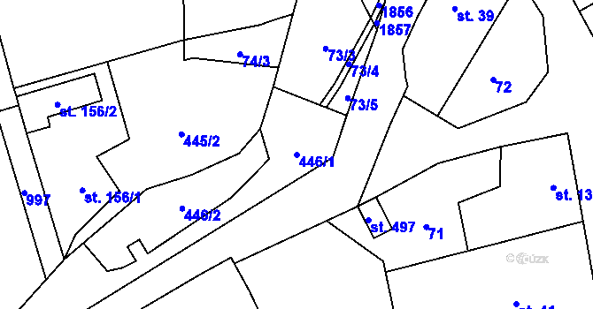 Parcela st. 446/1 v KÚ Svinaře, Katastrální mapa