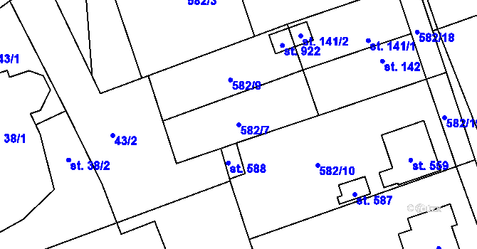 Parcela st. 582/7 v KÚ Svinaře, Katastrální mapa