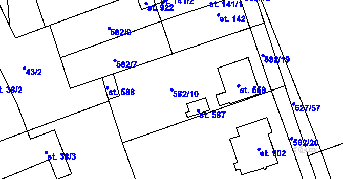 Parcela st. 582/10 v KÚ Svinaře, Katastrální mapa