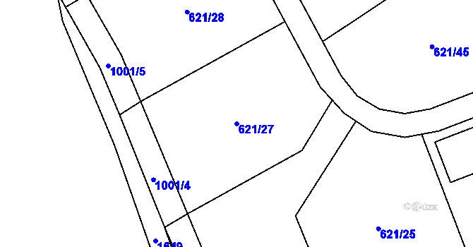 Parcela st. 621/27 v KÚ Svinaře, Katastrální mapa