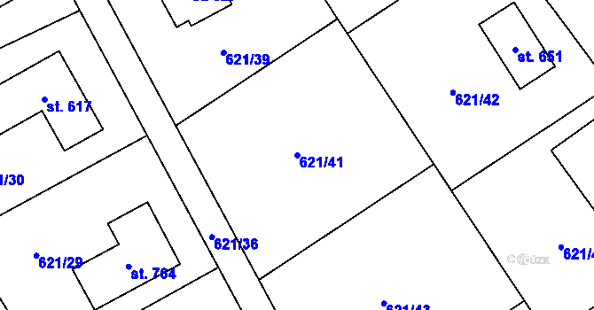 Parcela st. 621/41 v KÚ Svinaře, Katastrální mapa